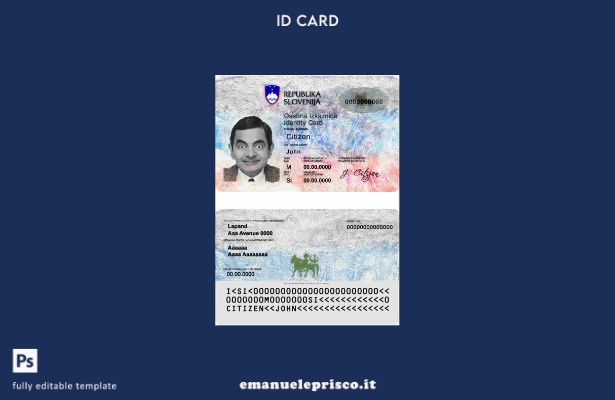 modello di documento d'identità sloveno in stile verificato